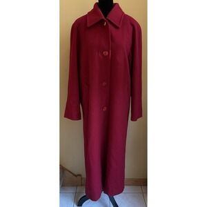 Pendleton Long Red Wool Coat Petite Womens 8P Lined USA EUC